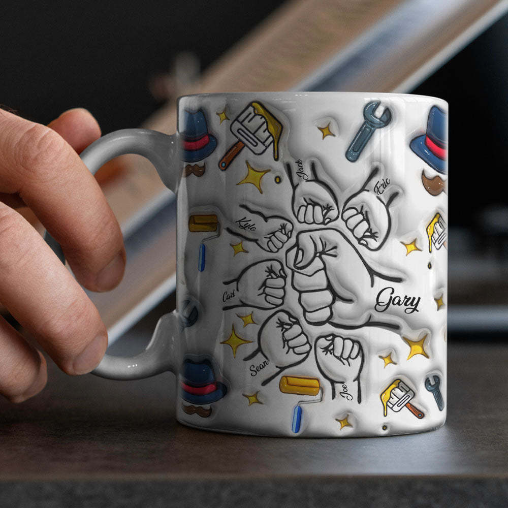 Father's Day Gifts Custom 1-6 Kids Personalized Names 3D Inflated Effect Printed Coffee Mug - MyMoonLampAu