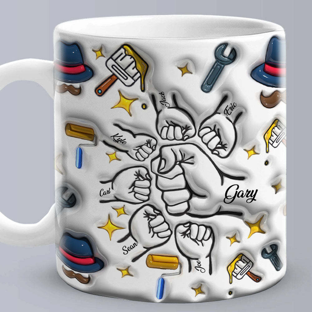 Father's Day Gifts Custom 1-6 Kids Personalized Names 3D Inflated Effect Printed Coffee Mug - MyMoonLampAu