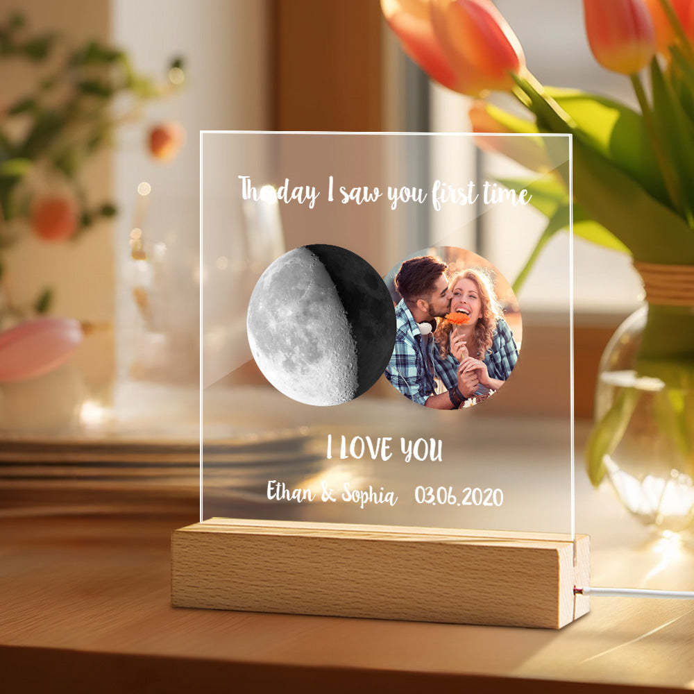 Custom Photo Moon Phase Night Light Warm Colorful LED Light Gift For Couples - MyMoonLampAu