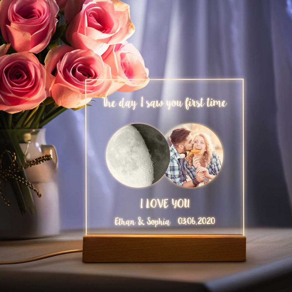 Custom Photo Moon Phase Night Light Warm Colorful LED Light Gift For Couples - MyMoonLampAu