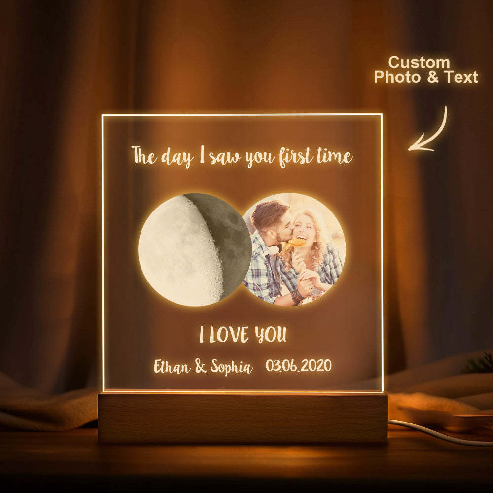 Custom Photo Moon Phase Night Light Warm Colorful LED Light Gift For Couples - MyMoonLampAu