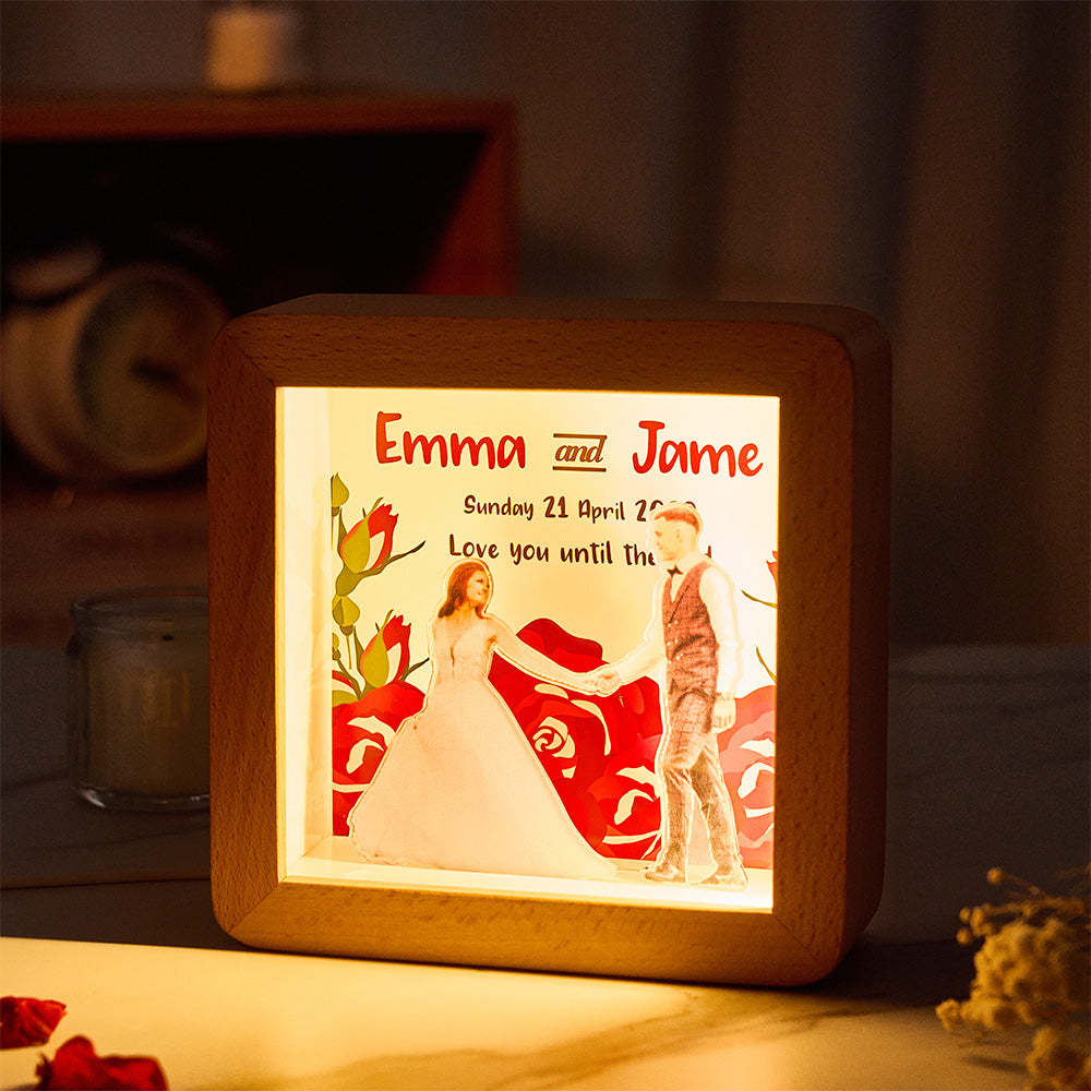 Personalized LED Lighted Photo Frame With Text Perfect Couple Wedding Anniversary Gift - MyMoonLampAu