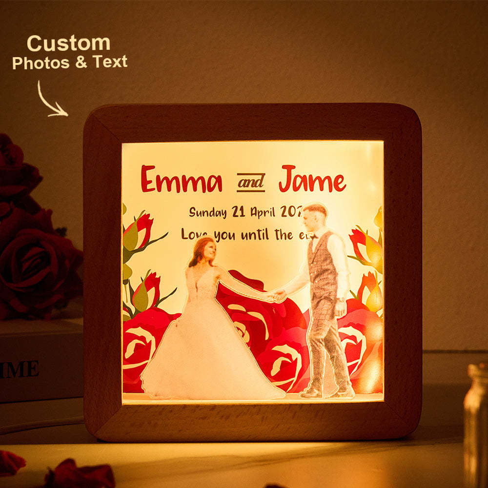 Personalized LED Lighted Photo Frame With Text Perfect Couple Wedding Anniversary Gift - MyMoonLampAu