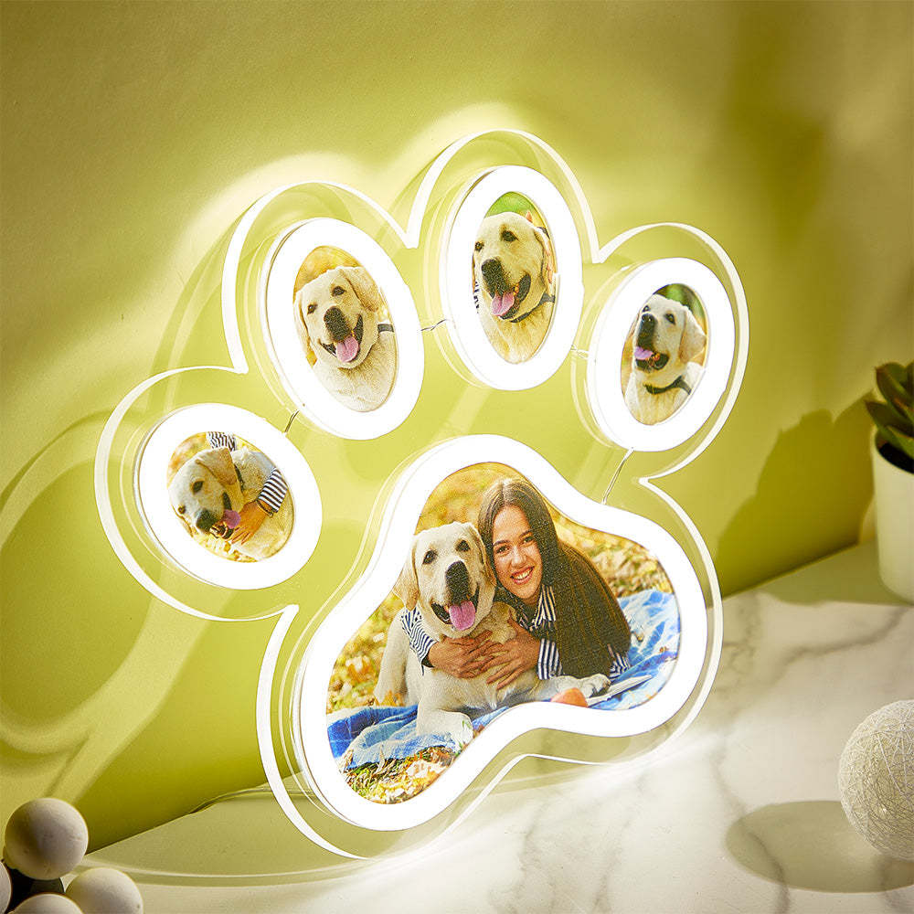 Custom Photo Pet Paw Neon Lamp Personalized Memorial Adjustable Brightness Night Light Gifts For Her - MyMoonLampAu