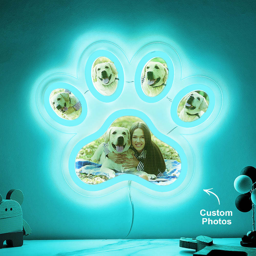 Custom Photo Pet Paw Neon Lamp Personalized Memorial Adjustable Brightness Night Light Gifts For Her - MyMoonLampAu