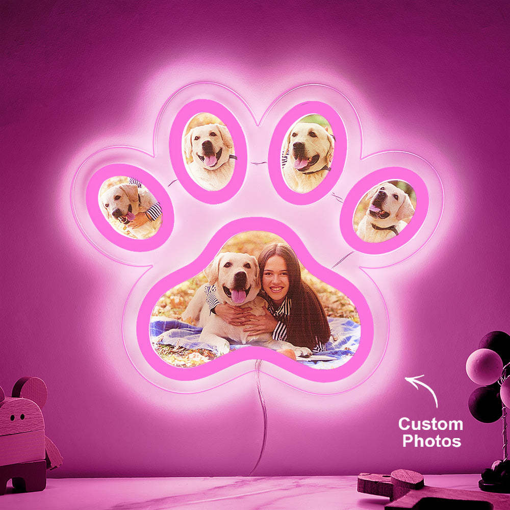 Custom Photo Pet Paw Neon Lamp Personalized Memorial Adjustable Brightness Night Light Gifts For Her - MyMoonLampAu