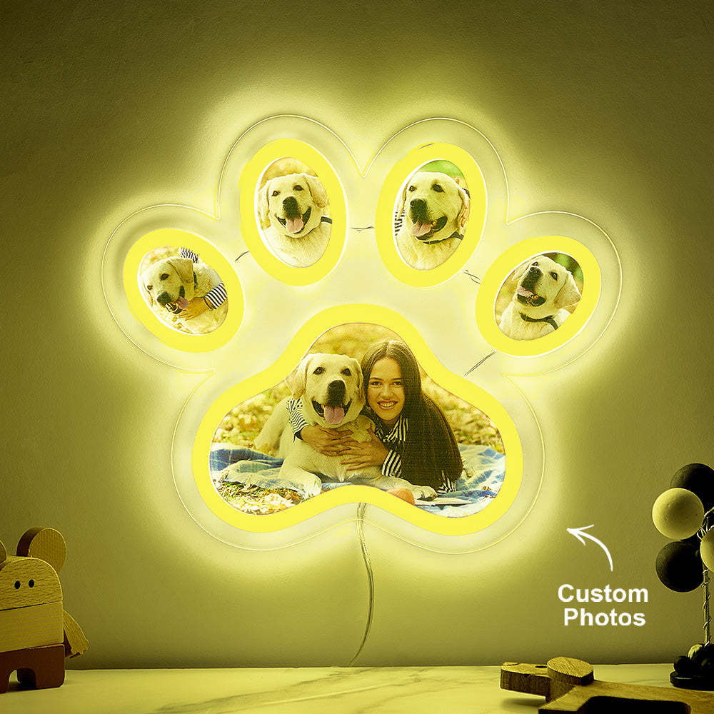 Custom Photo Pet Paw Neon Lamp Personalized Memorial Adjustable Brightness Night Light Gifts For Her - MyMoonLampAu