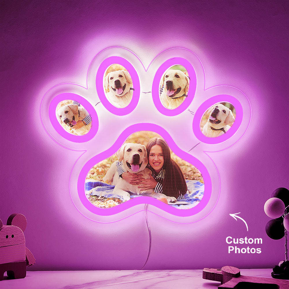 Custom Photo Pet Paw Neon Lamp Personalized Memorial Adjustable Brightness Night Light Gifts For Her - MyMoonLampAu