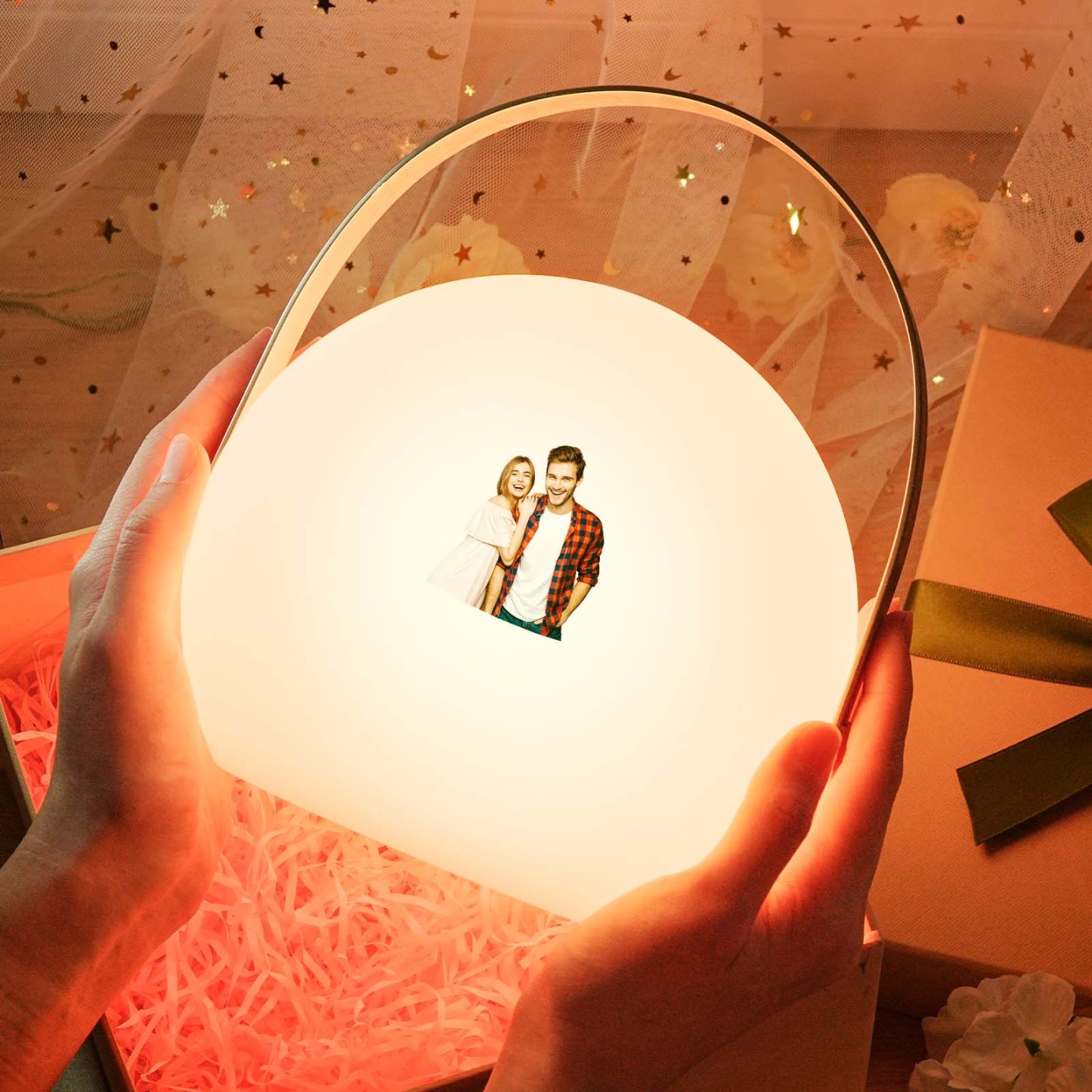 Personalized Photo LED Lamp Colorful Round Hand Night Light - MyMoonLampAu