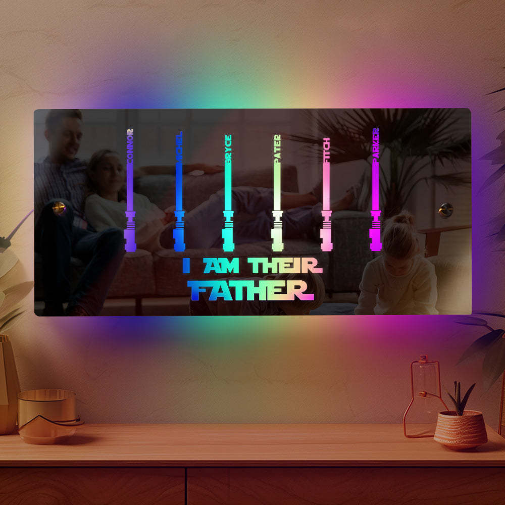 Personalized I Am Their Father Mirror Light Custom Name Light Up Mirror Father's Day Gifts - MyMoonLampAu