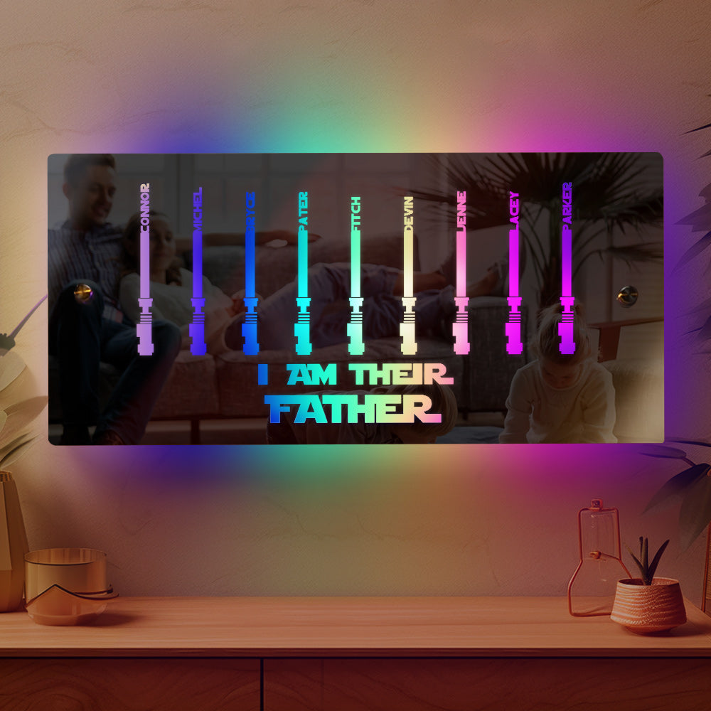 Personalized I Am Their Father Mirror Light Custom Name Light Up Mirror Father's Day Gifts