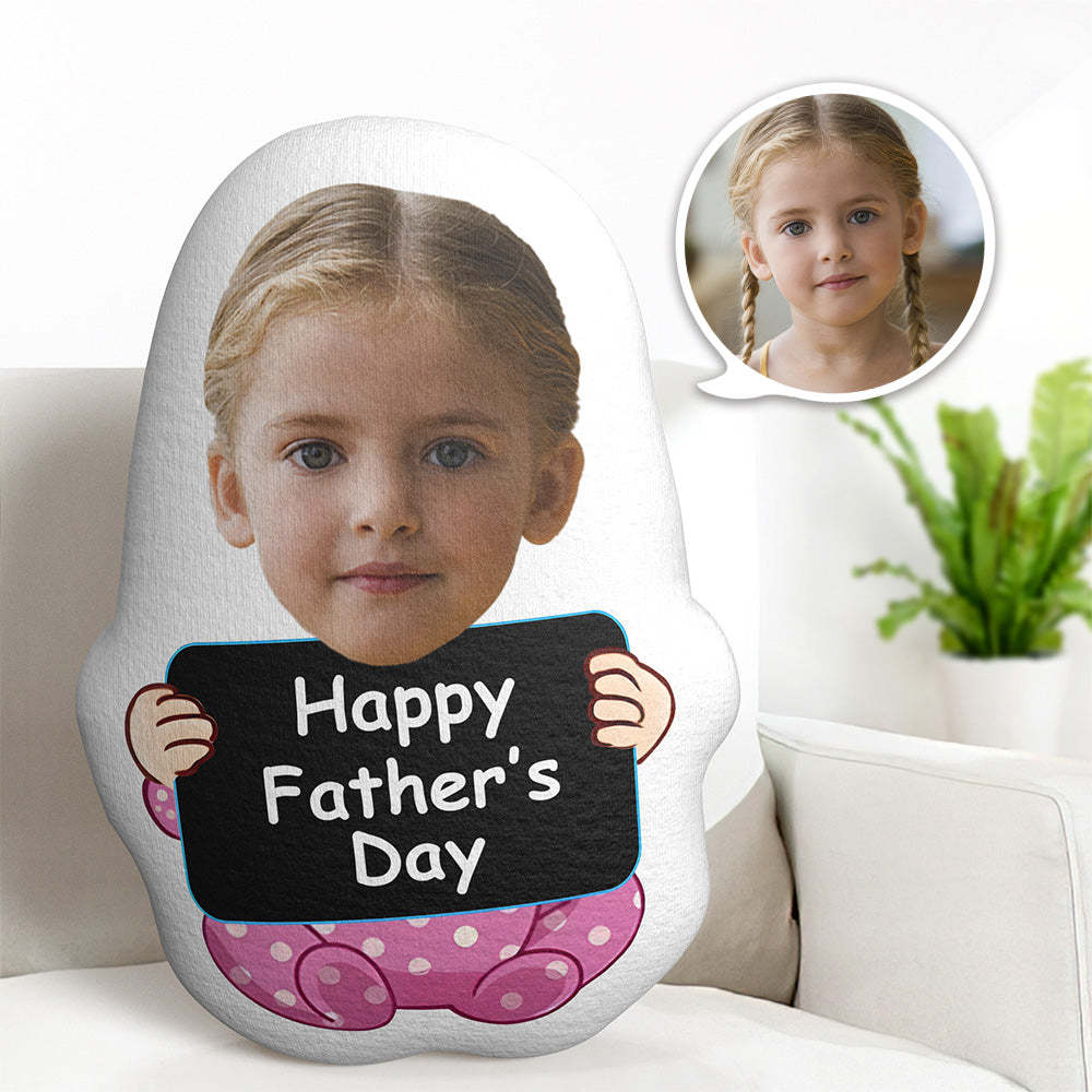 Custom Face Pillow Personalized Photo Doll MiniMe Pillow Happy Father's Day Gifts for Him - auphotoblanket