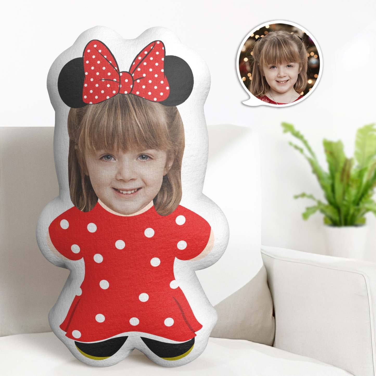 Custom Face Pillow Minime Dolls Minnie Photo Pillow Personalized Gift for Girl - auphotoblanket