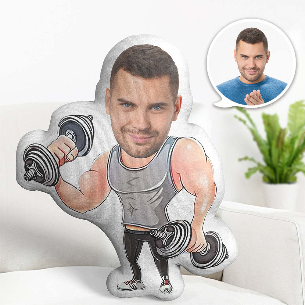Body Pillow My Face Pillow Custom Dolls Fitness Man Lifting Dumbbells With Both Hands Photo Pillow Minime Pillow Personalized Pillow Gift - auphotoblanket