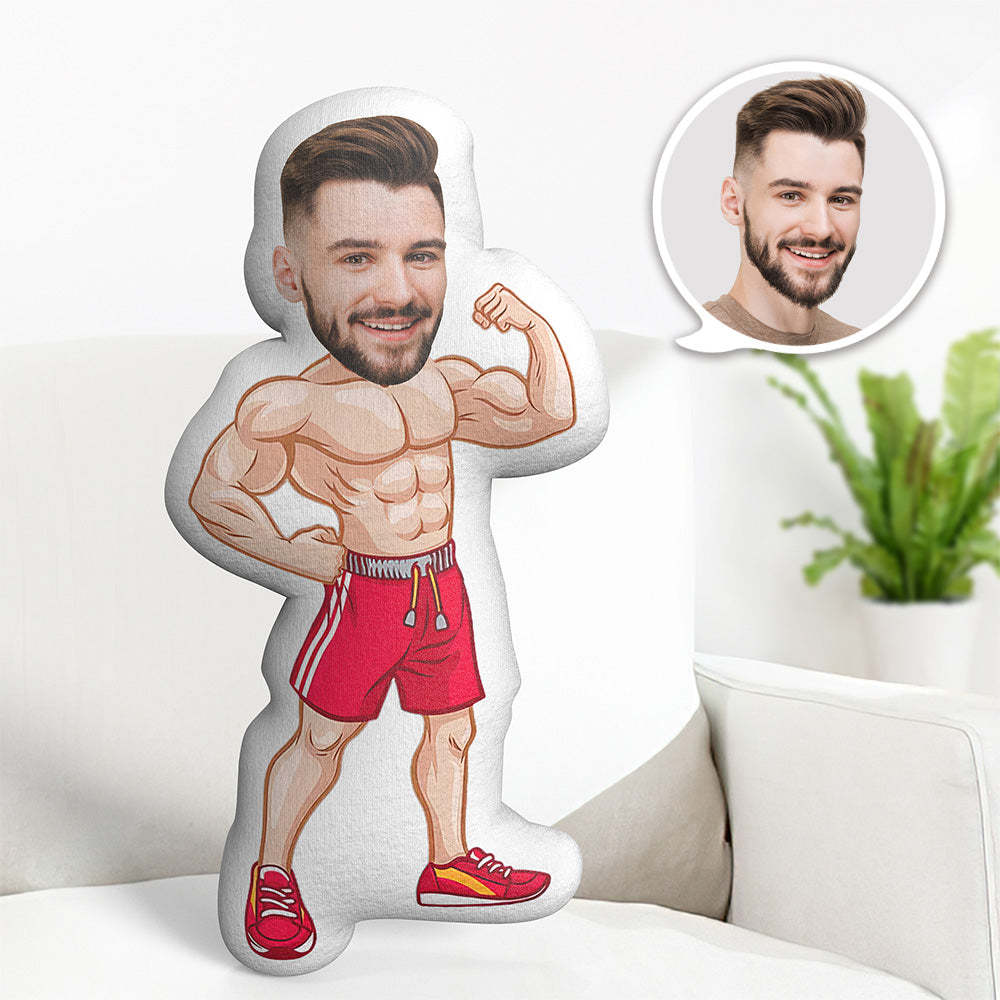 Body Pillow My Face Pillow Custom Dolls One Arm Strength Red Shorts Fitness Photo Pillow Minime Pillow Personalized Pillow Gift - auphotoblanket