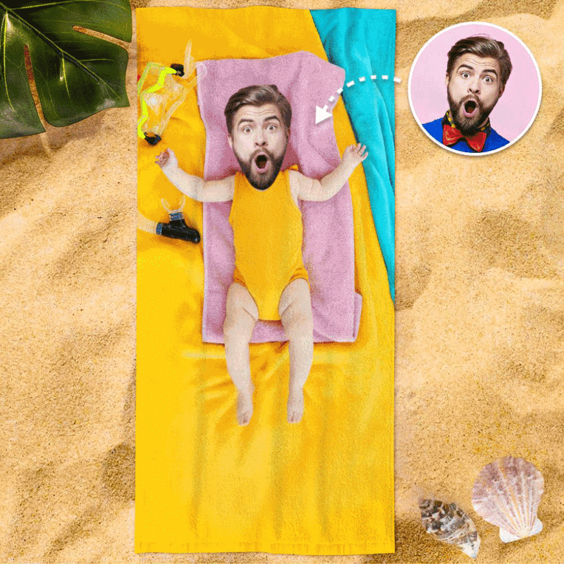 Custom Photo Face Beach Towel Face Towel With Your Dream Body Best Friend Gift - auphotoblanket