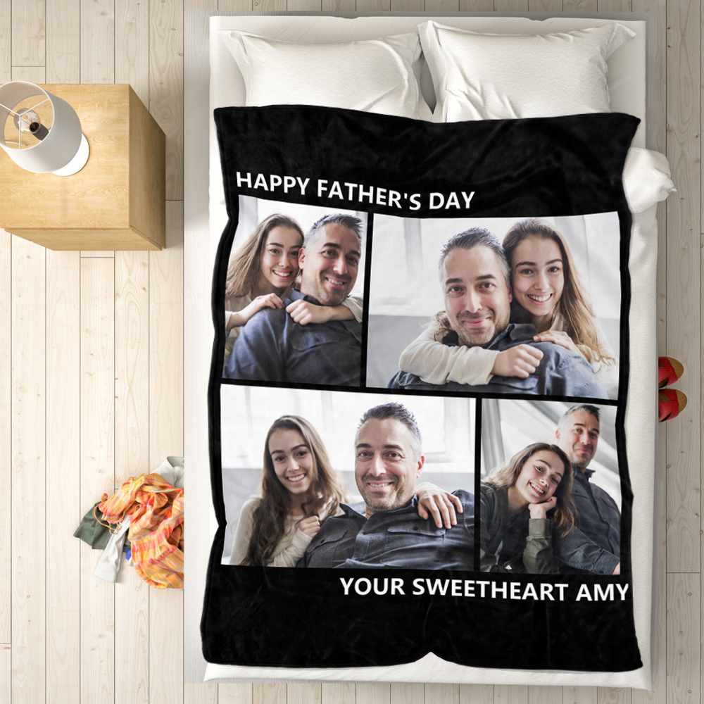 Custom Photo Blanket Personalized Gift Blankets For Dad Custom Collage Blankets Special Fathers Day Gifts - auphotoblanket