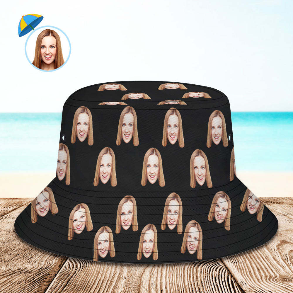 Custom Your Photo Face Summer Bucket Hat Fisherman Hat - White - auphotoblanket
