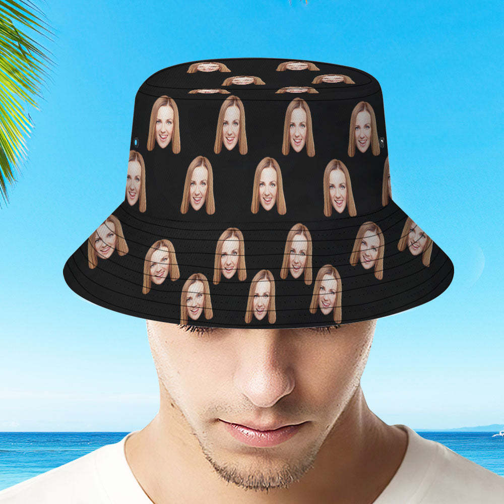 Custom Your Photo Face Summer Bucket Hat Fisherman Hat - White - auphotoblanket