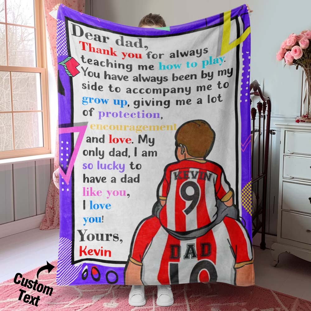 Personalized Name Blanket Letter for Dad from Son Birthday Gift for Father - auphotoblanket