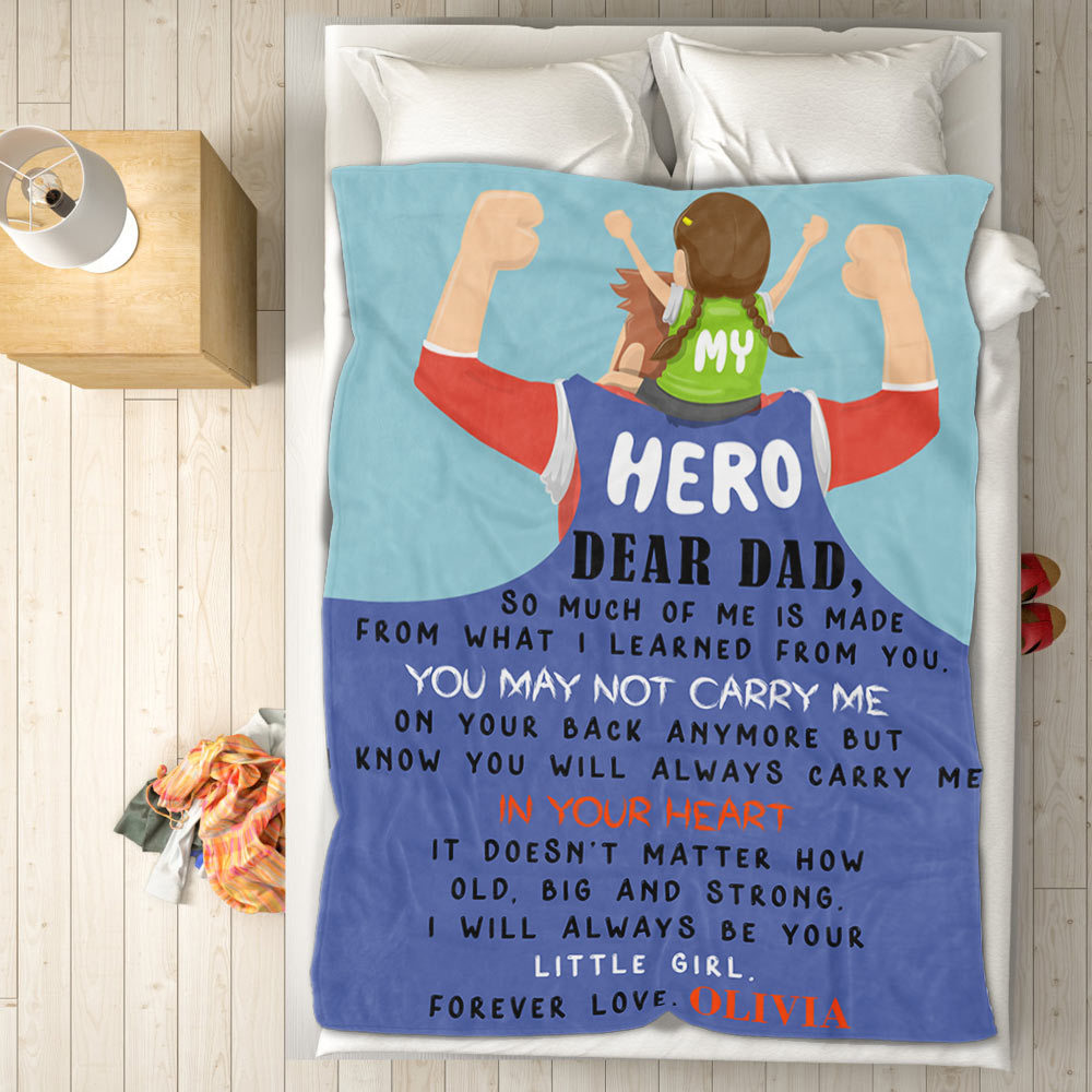 Personalized Name Letter Blanket for Dad Birthday Gift for Papa - auphotoblanket
