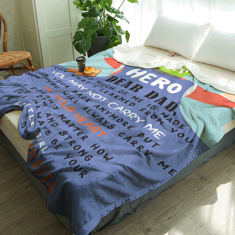 Personalized Name Letter Blanket for Dad Birthday Gift for Papa - auphotoblanket