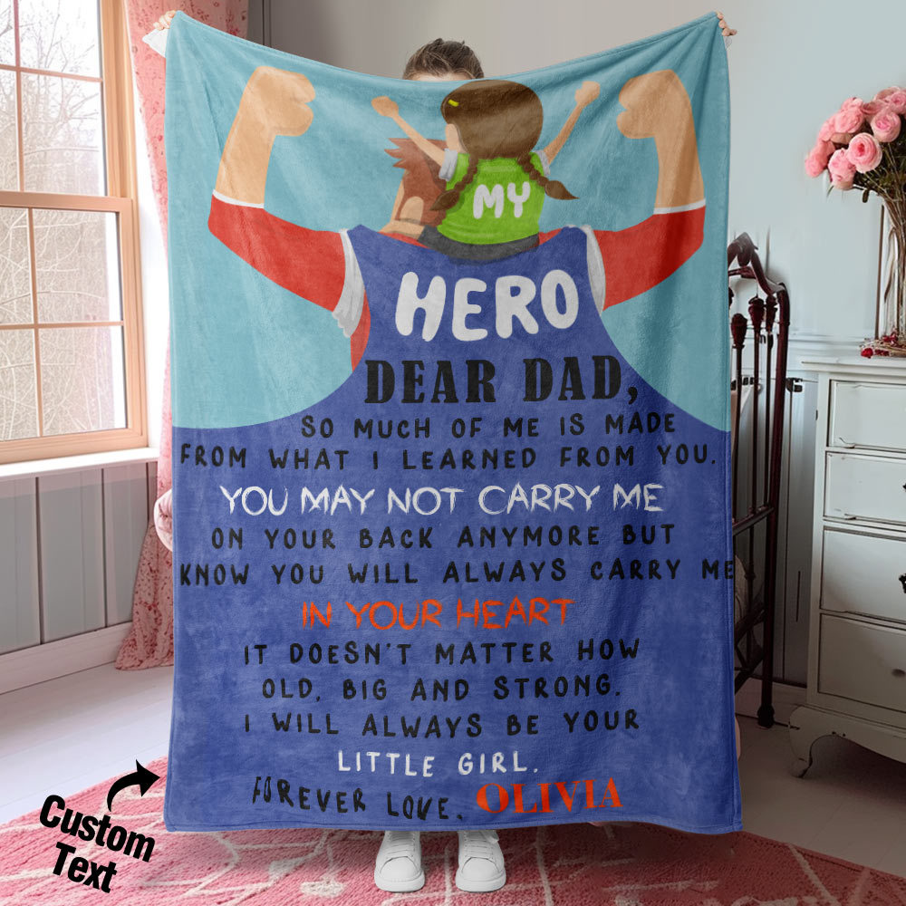 Personalized Name Letter Blanket for Dad Birthday Gift for Papa - auphotoblanket