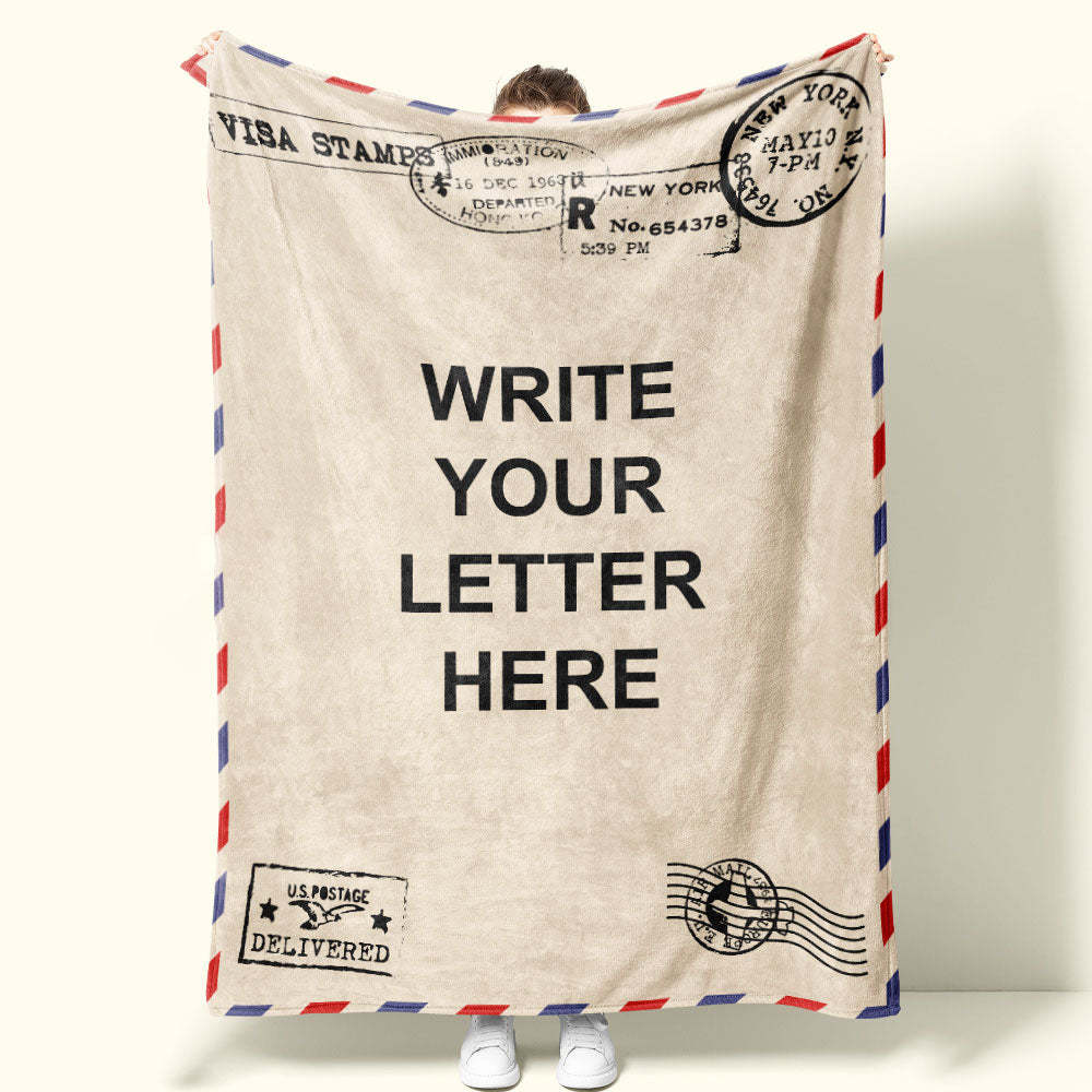 Custom Letter Blanket Personalized Text Blanket Message Blanket Gifts for Family - auphotoblanket
