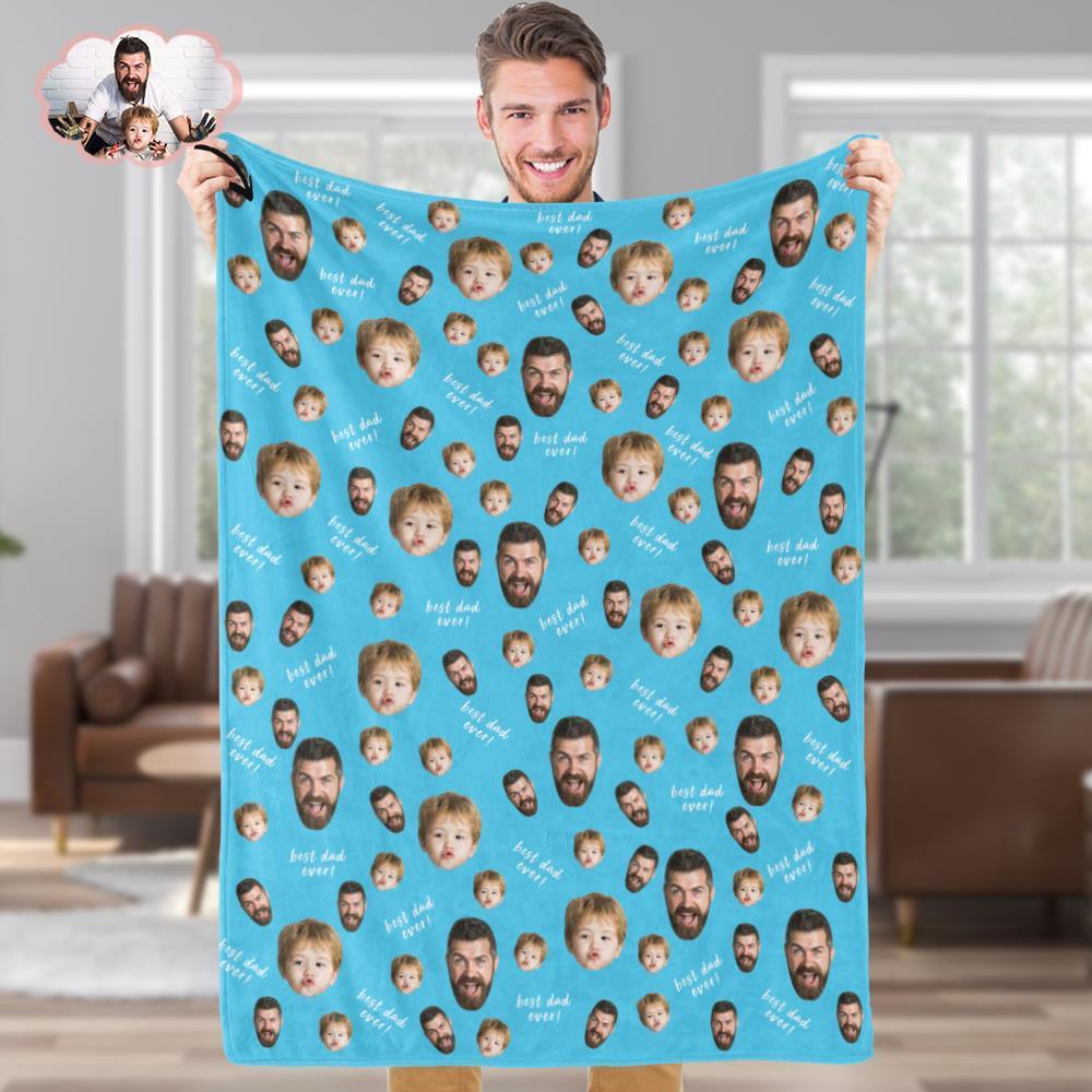 Custom Face Blankets Personalized Photo Banket Customized Fleece Blanket Best Dad Ever Blanket
