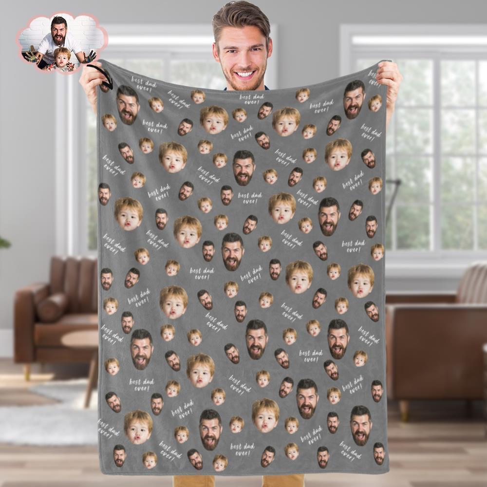 Custom Face Blankets Personalized Photo Banket Customized Fleece Blanket Best Dad Ever Blanket