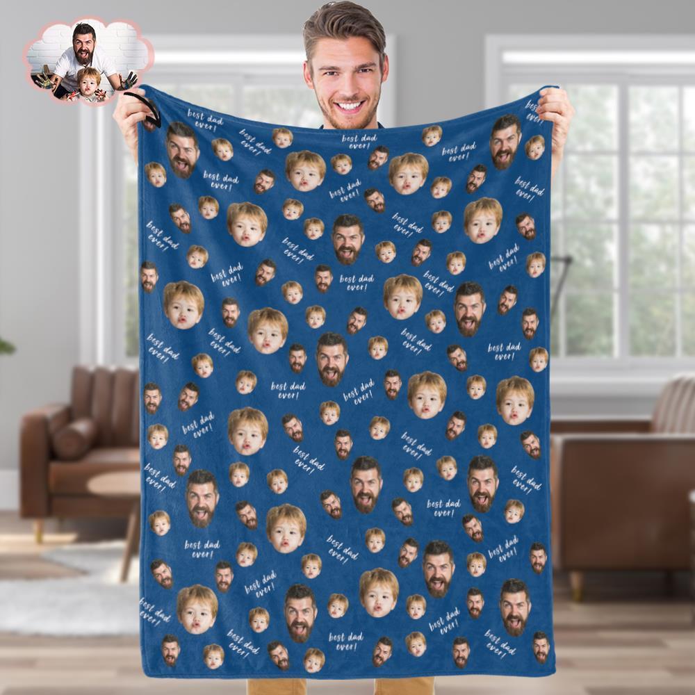 Custom Face Blankets Personalized Photo Banket Customized Fleece Blanket Best Dad Ever Blanket