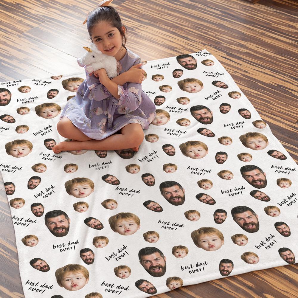 Custom Face Blankets Personalized Photo Banket Customized Fleece Blanket Best Dad Ever Blanket