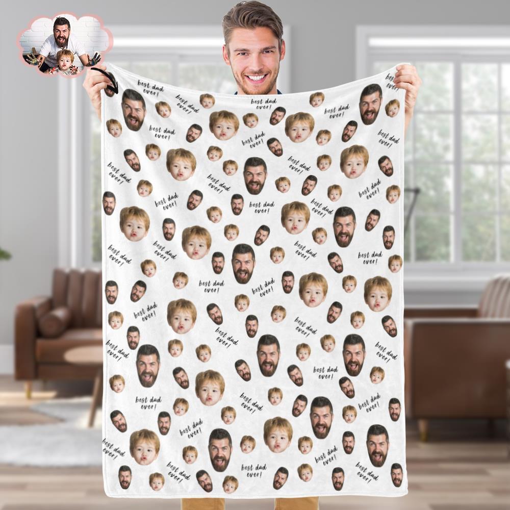 Custom Face Blankets Personalized Photo Banket Customized Fleece Blanket Best Dad Ever Blanket