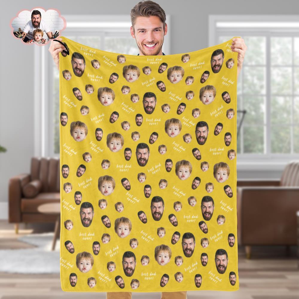Custom Face Blankets Personalized Photo Banket Customized Fleece Blanket Best Dad Ever Blanket