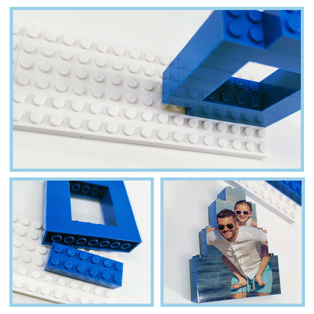 Personalized Dad Photo Building Brick Puzzles Photo Block Father's Day Gifts - auphotoblanket
