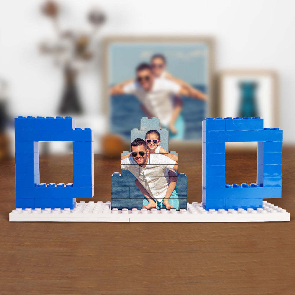 Personalized Dad Photo Building Brick Puzzles Photo Block Father's Day Gifts - auphotoblanket