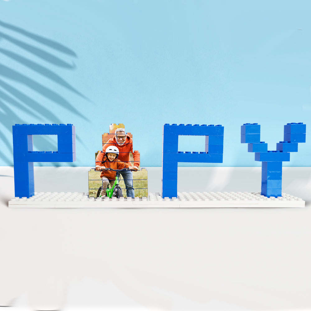 Personalized Papy Photo Building Brick Puzzles Photo Block Father's Day Gifts - auphotoblanket