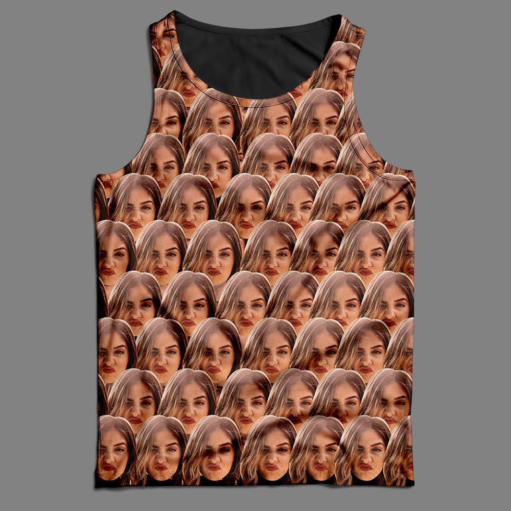 Custom All Over Print Tee Mash Face Photo Tank Top - auphotoblanket