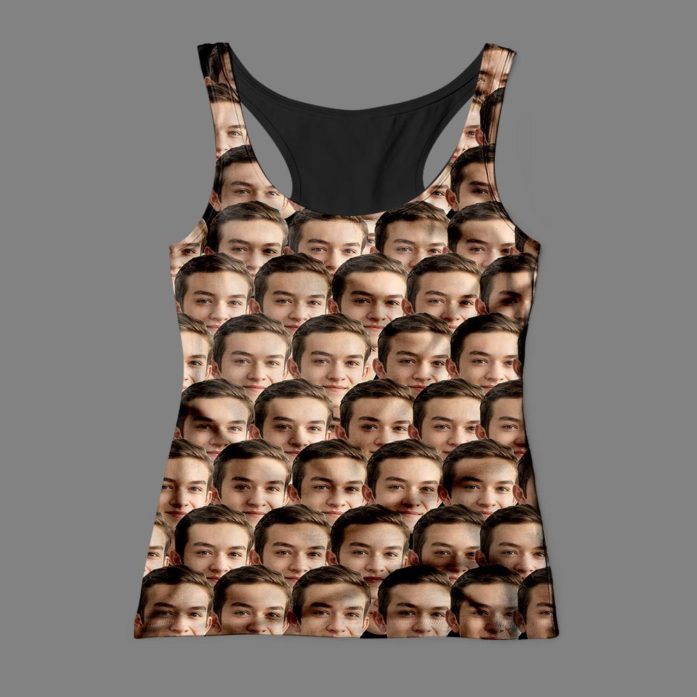 Custom All Over Print Tee Mash Face Photo Tank Top - auphotoblanket