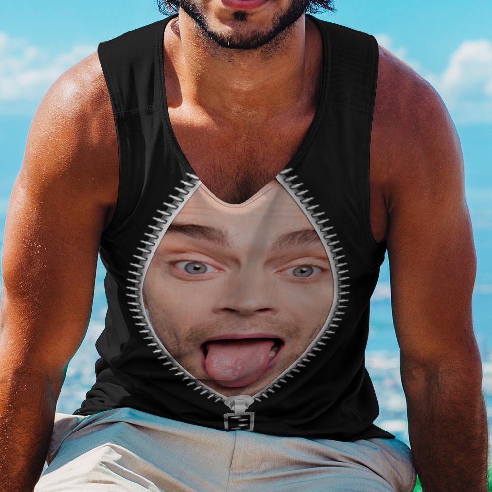 Custom Face Tank Top Zipper - auphotoblanket