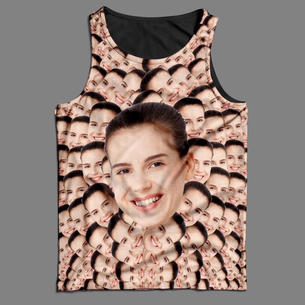 Custom My Face All Over Print Tee Mash Face Photo Tank Top - auphotoblanket