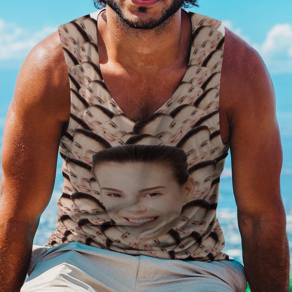 Custom My Face All Over Print Tee Mash Face Photo Tank Top - auphotoblanket