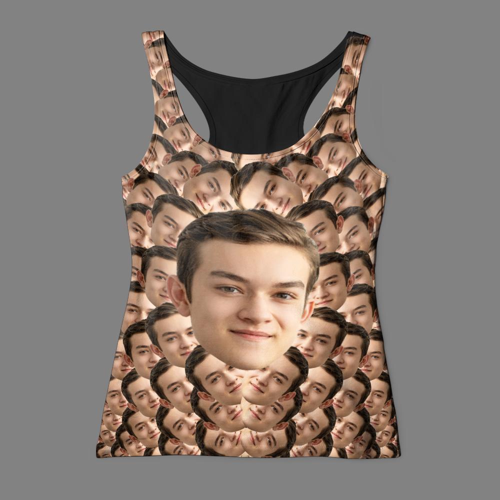 Custom My Face All Over Print Tee Mash Face Photo Tank Top - auphotoblanket