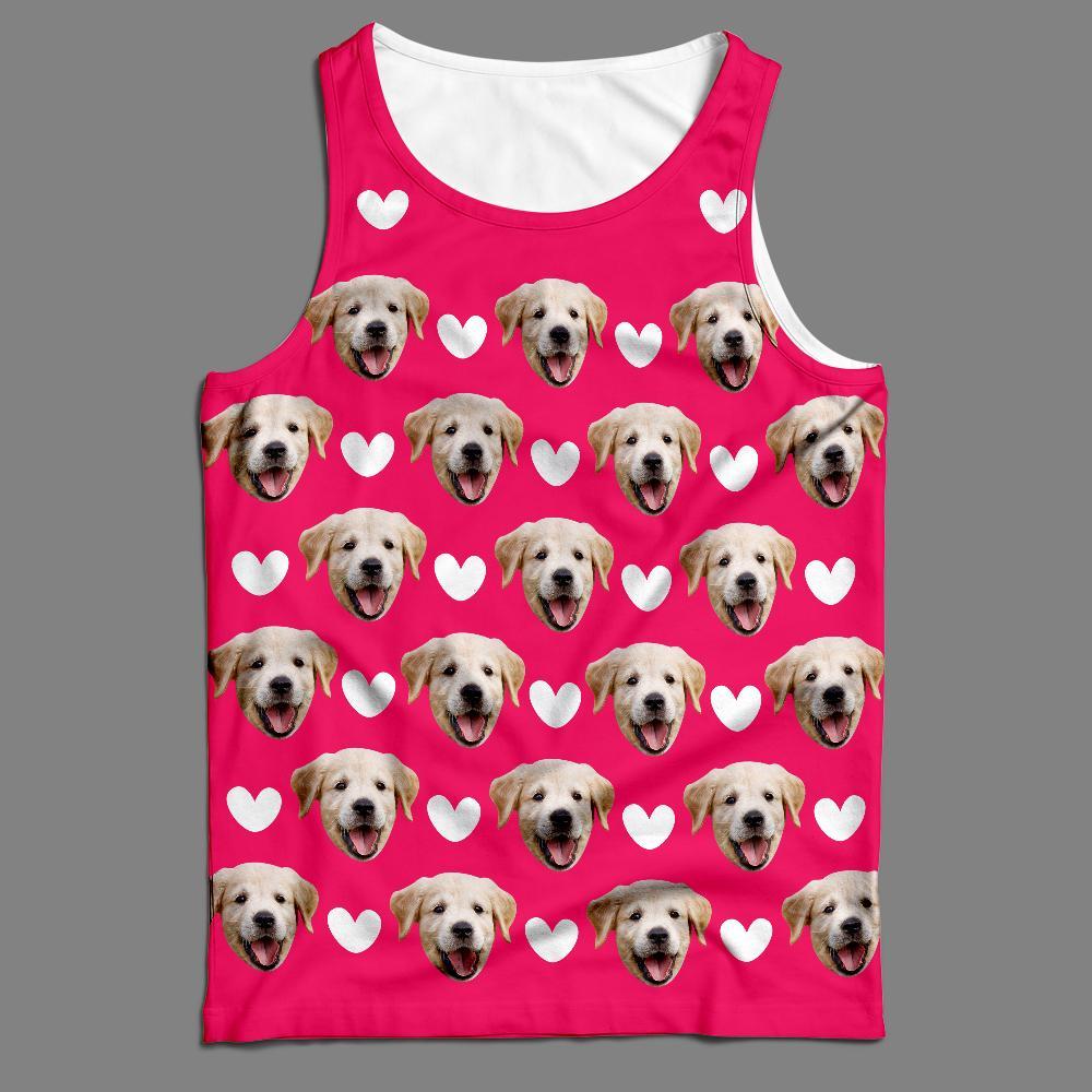 Custom Tank Top Lovely Heart Dog Face Tank Top with Photo - auphotoblanket