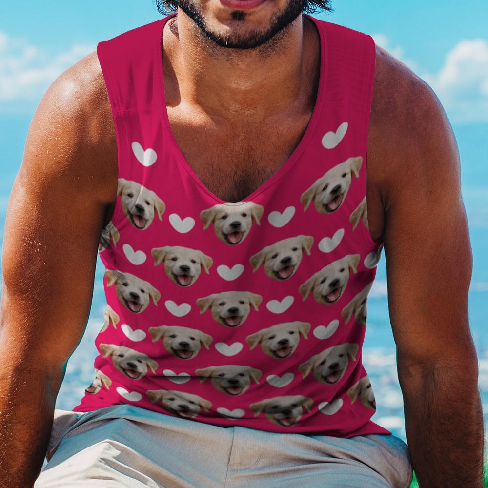 Custom Tank Top Lovely Heart Dog Face Tank Top with Photo - auphotoblanket