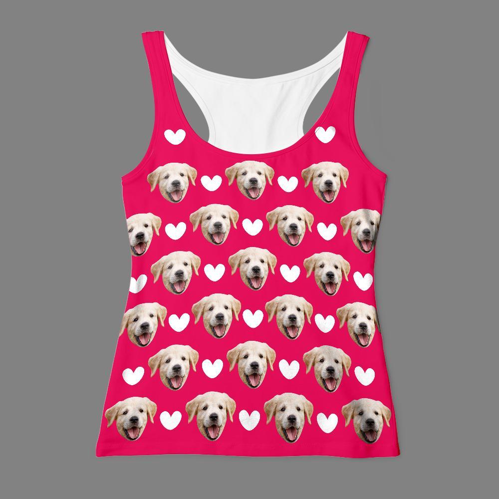 Custom Tank Top Lovely Heart Dog Face Tank Top with Photo - auphotoblanket