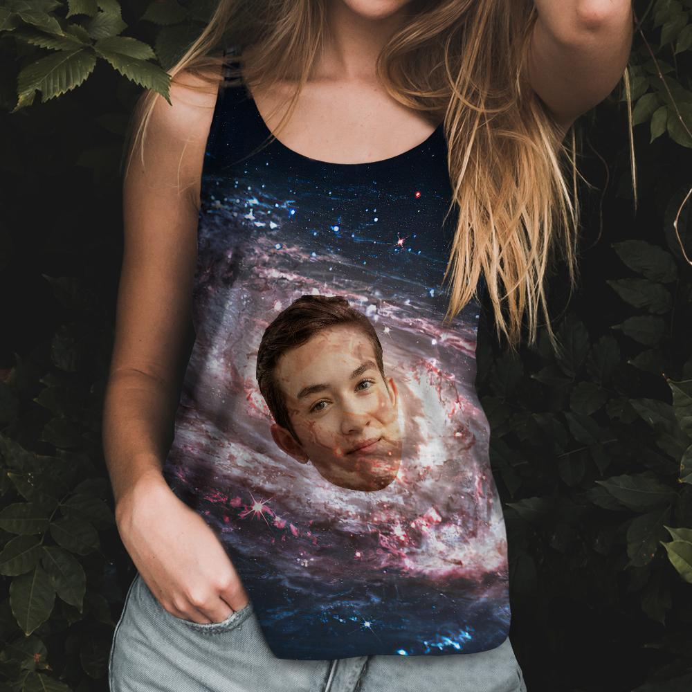 Custom Face Tank Top Galaxy Personalized Tank Top - auphotoblanket