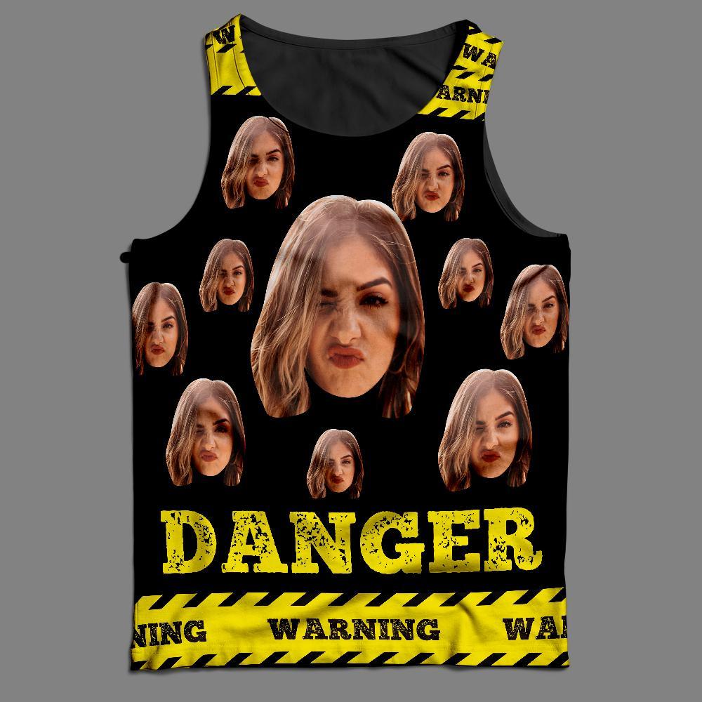 Custom Face Tank Top Danger - auphotoblanket