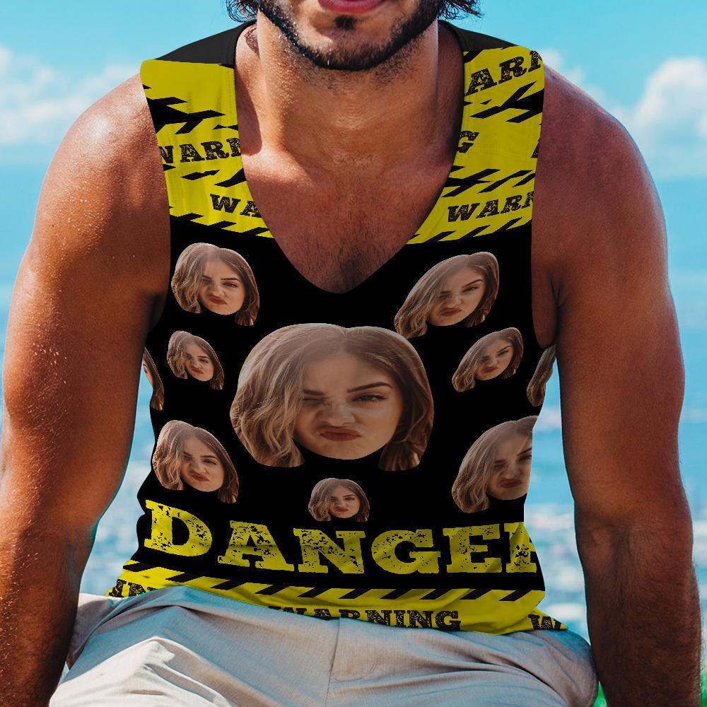 Custom Face Tank Top Danger - auphotoblanket