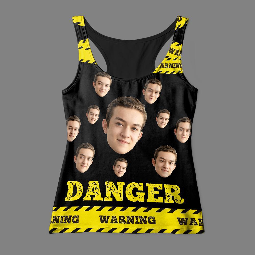 Custom Face Tank Top Danger - auphotoblanket